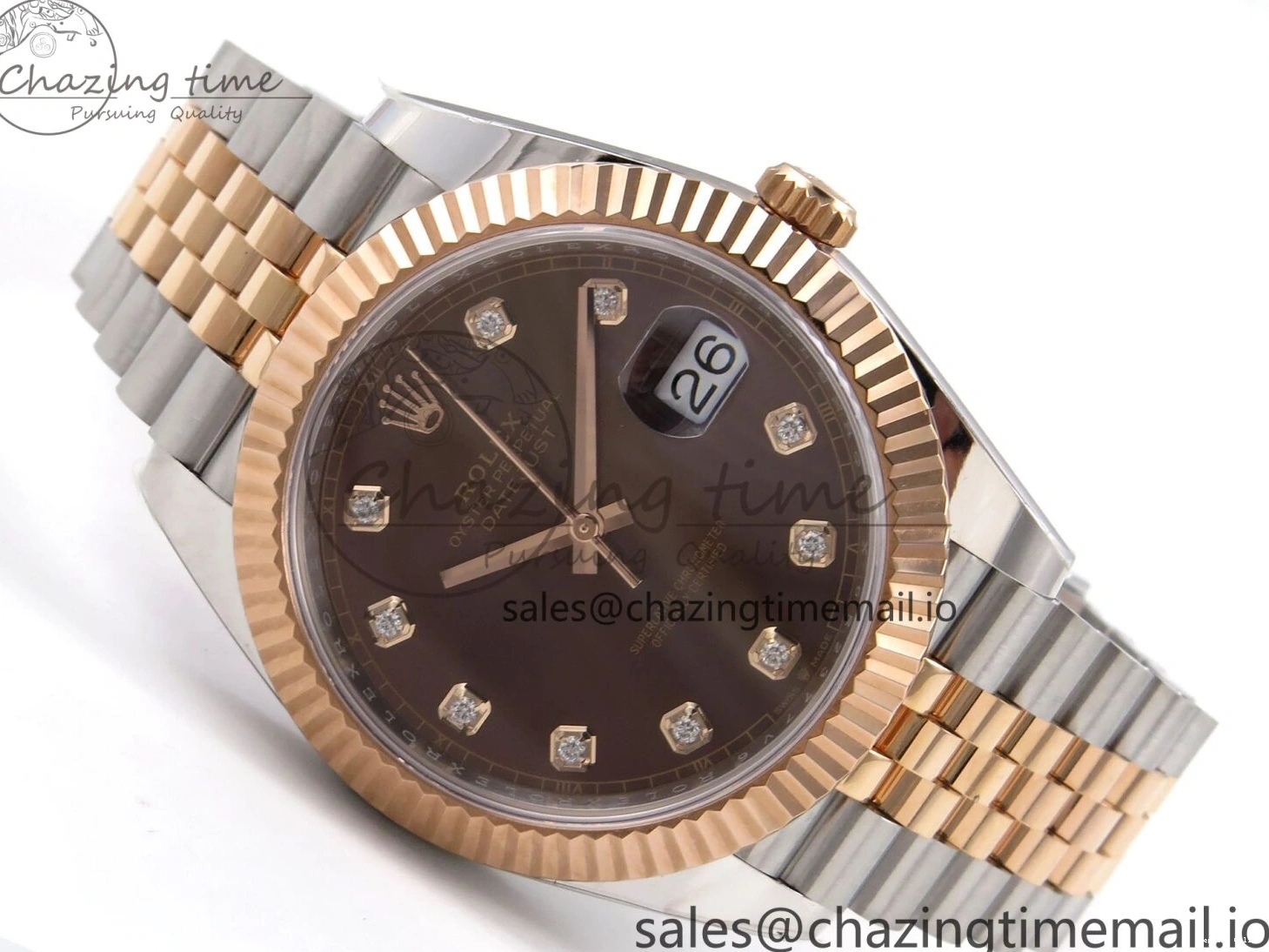 0130 DateJust 41 126331 ARF 1:1 Best Edition 904L Steel Brown Diamonds Dial on SS RG Jubilee Bracelet SH3235（Gain Weight） Thermal 1111